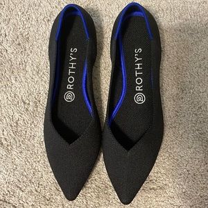Rothy’s Point Flat in Black, Size 8.5. Brand New, Never Worn!
